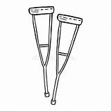 Crutches Doodle Disabled Glyph sketch template