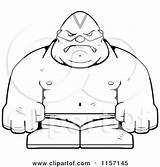 Clipart Luchador Outlined Cartoon Wrestler Thoman Cory Coloring Vector Strong sketch template