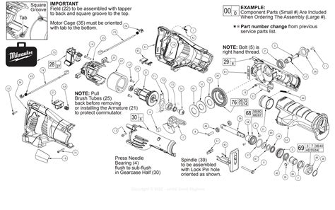 milwaukee   bc milwaukee  volt sawzal parts parts diagram  parts list