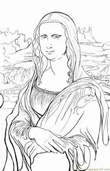 Mona Lisa Visita Famosa sketch template