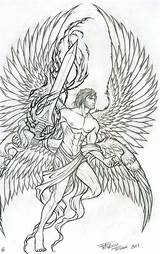 Tattoo Archangel Drawings Outline Michael Tattoos Angel Designs Archangels St Warrior Guardian Coloring Pages Google Search Choose Board Outlines Flash sketch template