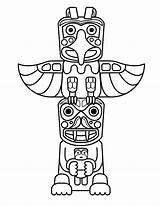 Totem Pole Coloring Drawing American Native Pages Bestcoloringpagesforkids Kids sketch template