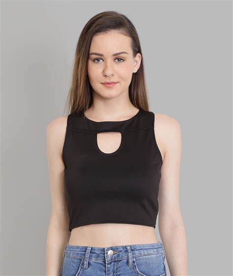 chimpaaanzee polyester blended crop tops black buy chimpaaanzee