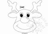 Rudolph Mask Coloring Christmas Craft sketch template