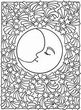 Coloring Pages Stars Celestial Moon Adult Sun Sky Mandala Falling Starry Kids Printable Sheets Designlooter Visit 58kb 800px sketch template