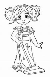 Vacuum Girl Clipart Coloring Little Pages Clipground Template sketch template