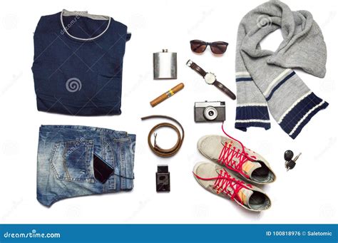 male fashion accessories flat lay isolated stock photo image  keys