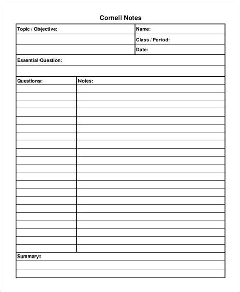cornell note  examples format  examples