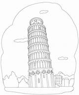 Tower Pisa Leaning Coloring Printable Pages Kids sketch template