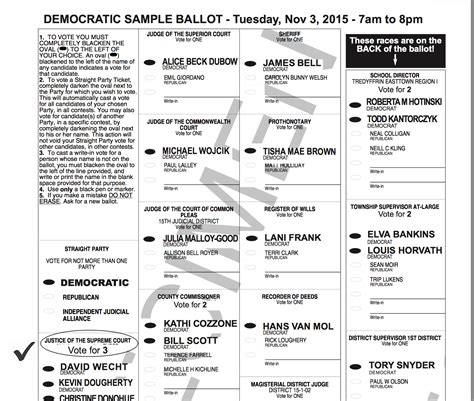 sample ballots    nov  election tredyffrin township democrats