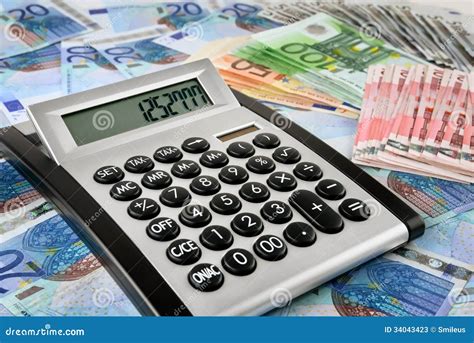 office calculator  euro banknotes stock image image  buttons currency