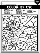 Cvc Phonics Grade Worksheets Spring Color Code Kindergarten Prek 1st Theme Preview sketch template