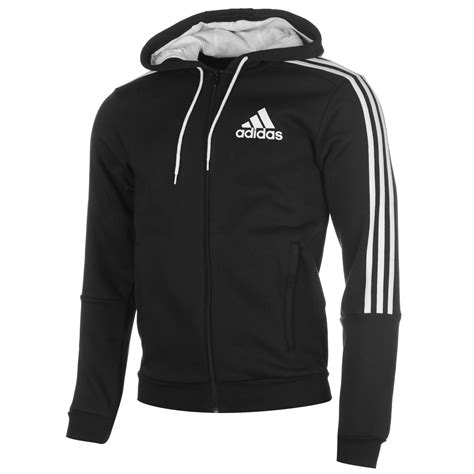 adidas  stripes full zip hoody jacket mens hoodie sweatshirt sweater hooded top ebay