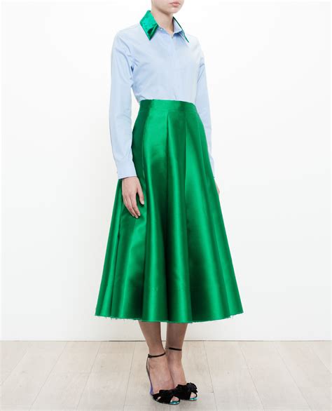 Natasha Zinko Satin Midi Skirt In Green Lyst