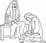 Feet Disciples Washes Judas Washing Betraying Dibujosa Lavando Coloringhome sketch template