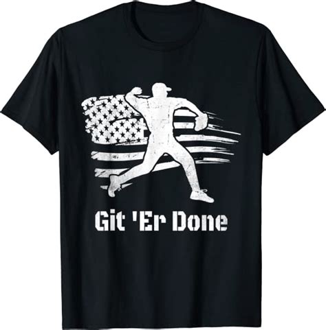 Vintage Usa Flag Baseball Player Git Er Done T Shirt