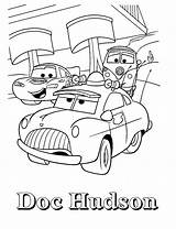 Coloring Mcqueen Doc Hudson Cars Pages Book Lighting Fillmore Printable Disney Books Pixar sketch template