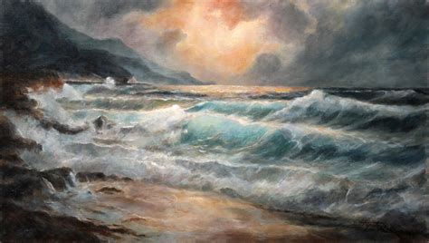 sea  waves oil painting fine arts gallery original fine art