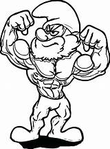 Smurf Musculoso Papai Colorir Smurfs Tudodesenhos Bodybuilder Desenhar Clipartmag sketch template