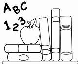 Clipart Coloring School Clip Teacher Book Pages Abc 123 Books Apple Worm Cliparts Schoolbooks Back Library Clipground Related Stuff sketch template