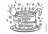 Birthday Coloring Cake Pages Kids Party Celebration Happy Printables sketch template