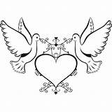 Doves Dove Clipart Wedding Heart Two Drawing Cliparts Clip Wall Valentine Birds Sticker Library Decals Drawings Hearts Clipground Stickers Iconwallstickers sketch template
