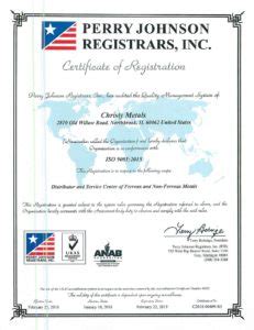 cm iso certifcates updated  christy metals