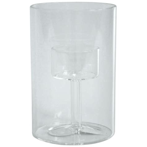 Glass Cylinder Tea Light With Floating Candle Holder 5 In