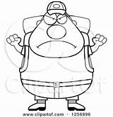 Clipart Royalty Coloring Pages Waving Chubby Hiker Fists Mad Camping Gear Man His Rf Illustrations Cory Thoman sketch template