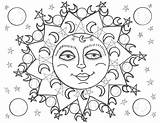 Moon Coloring Pages Sun Stars Getcolorings Printable Earth Star Color Soleil Mandala Book Getdrawings Other Drawing sketch template