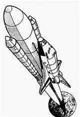 Rocket Ship Coloring Drawing Space Pages Shuttle Printable Rockets Clipart Launch Drawings Cartoon Cliparts Line Rocketship Print Sketch Clip Simple sketch template