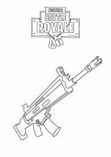 Fortnite Coloring Battle Royale Pages Scar Weapon Kids sketch template