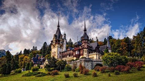 architecture castle cloud peles castle romania  hd travel wallpapers hd wallpapers id