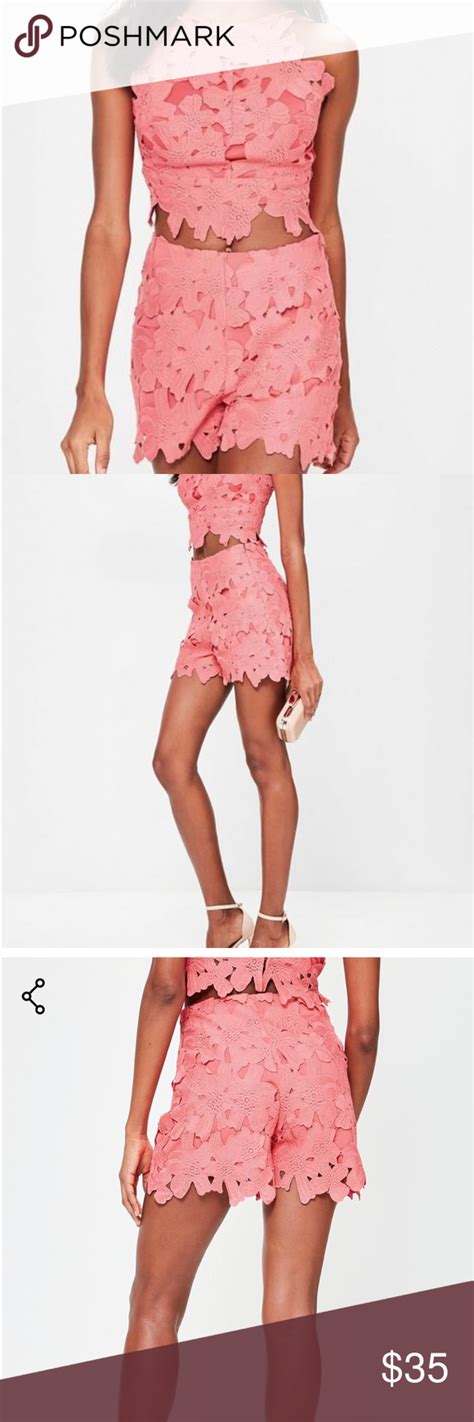 Floral Lace 2 Piece Co Ord Crop Top And Short Set Crop Top And High