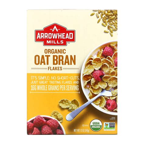 arrowhead mills organic oat bran flakes  oz   iherb