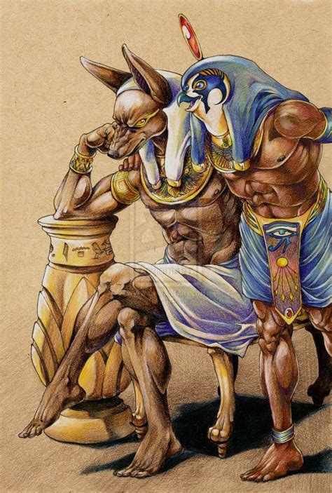 found this kinda funny horus bugging anubis his half brother ha beautiful colors in this art