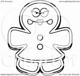 Gingerbread Woman Clipart Mascot Mad Cartoon Outlined Coloring Vector Thoman Cory Regarding Notes sketch template