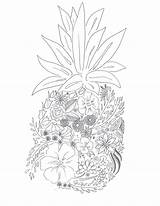 Coloring Pages Adult Pineapple Printable Color Floral Relief Notes Anxiety Source sketch template