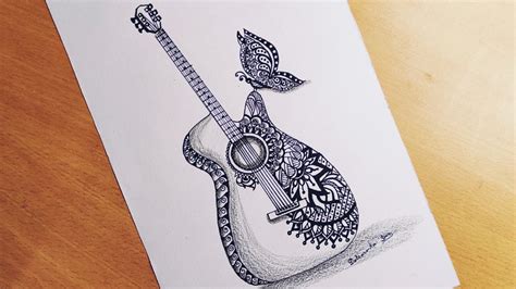 draw mandala art   guitar guitar drawing youtube