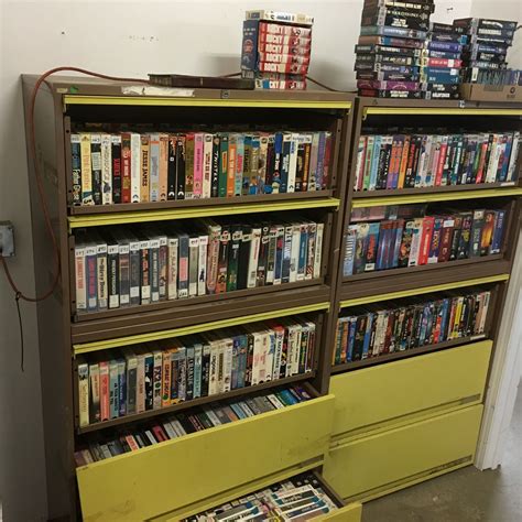 the movie gallery huge vhs collection and lateral cabinets