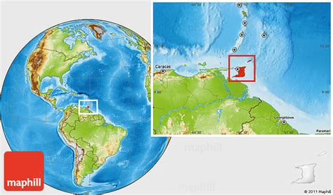 physical location map  trinidad  tobago