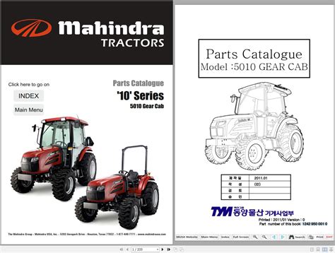 mahindra  series  gear cab tractor parts catalogue