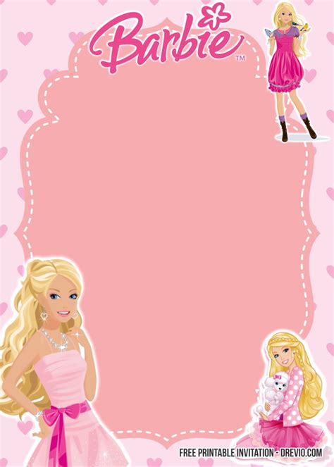 barbie birthday cards  printable  printable templates