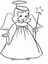 Coloring Christmas Angel Angels Pages Printable Simple Clipart sketch template
