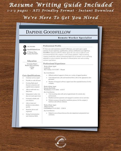 work  home resume remote worker template  successful real