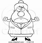 Angry Lady Clipart Chubby Business Cartoon Woman Cory Thoman Vector Outlined Coloring Waving Happy sketch template