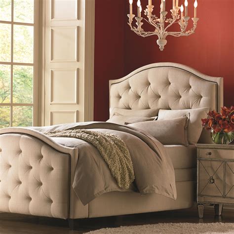 bassett custom upholstered beds queen vienna upholstered headboard  high footboard bed