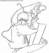 Ichigo Bleach Lineart Animanga Kurosaki Coloringhome Yoruichi Popular sketch template