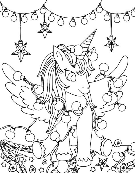 christmas unicorn coloring page  printable coloring pages