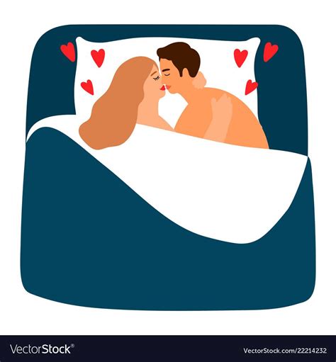 Couple In Love In Bed Woman And Man Sleeping Together Vector